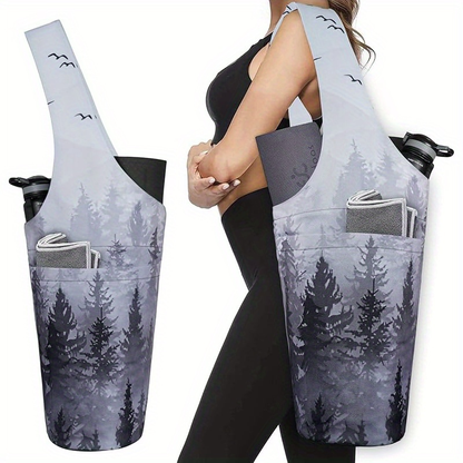 Yoga Mat Tote Bag 37”×15.5” – Large Shoulder Carrier with Dual Pockets for Yoga Mat, Block, Strap & Accessories, Fits Most Mat Sizes