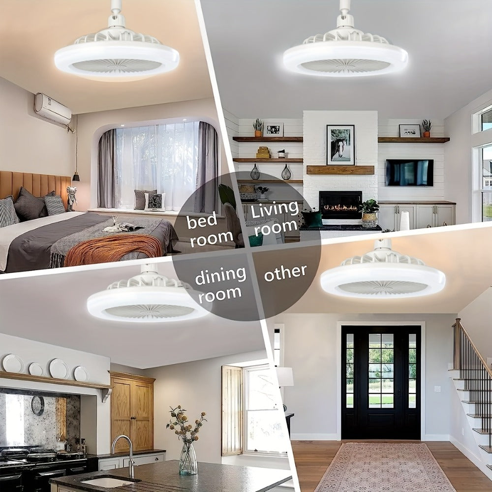 Ceiling Fan Light with Remote Control, Dimmable LED 3000-6500K, 3-Speed Fan, E26 Base, 360° Adjustable Universal Joint, Timed Night Light