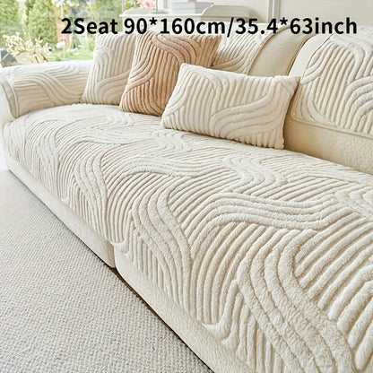 Sofa Cover Shu Velveteen Vintage-Style Panels with Textured Finish for 2 to Large 4-Seater Sofas
