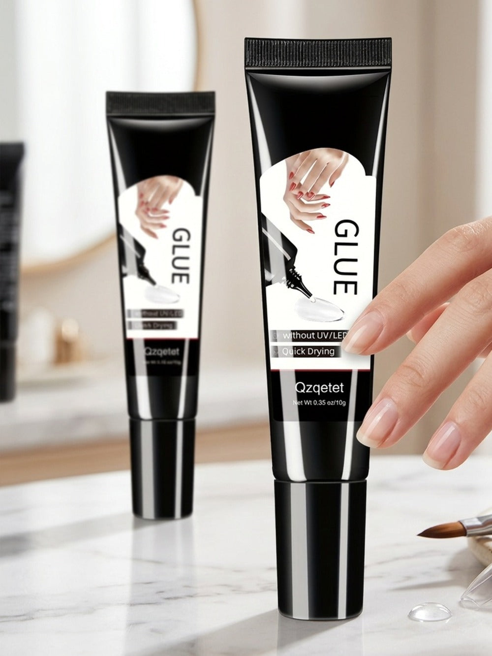 Semi-Solid Nail Glue Gel 3 Pack No UV Lamp Needed 10g Each – Extra Strong Anti-Drip Press On Nail Adhesive Quick Dry Long Lasting Waterproof