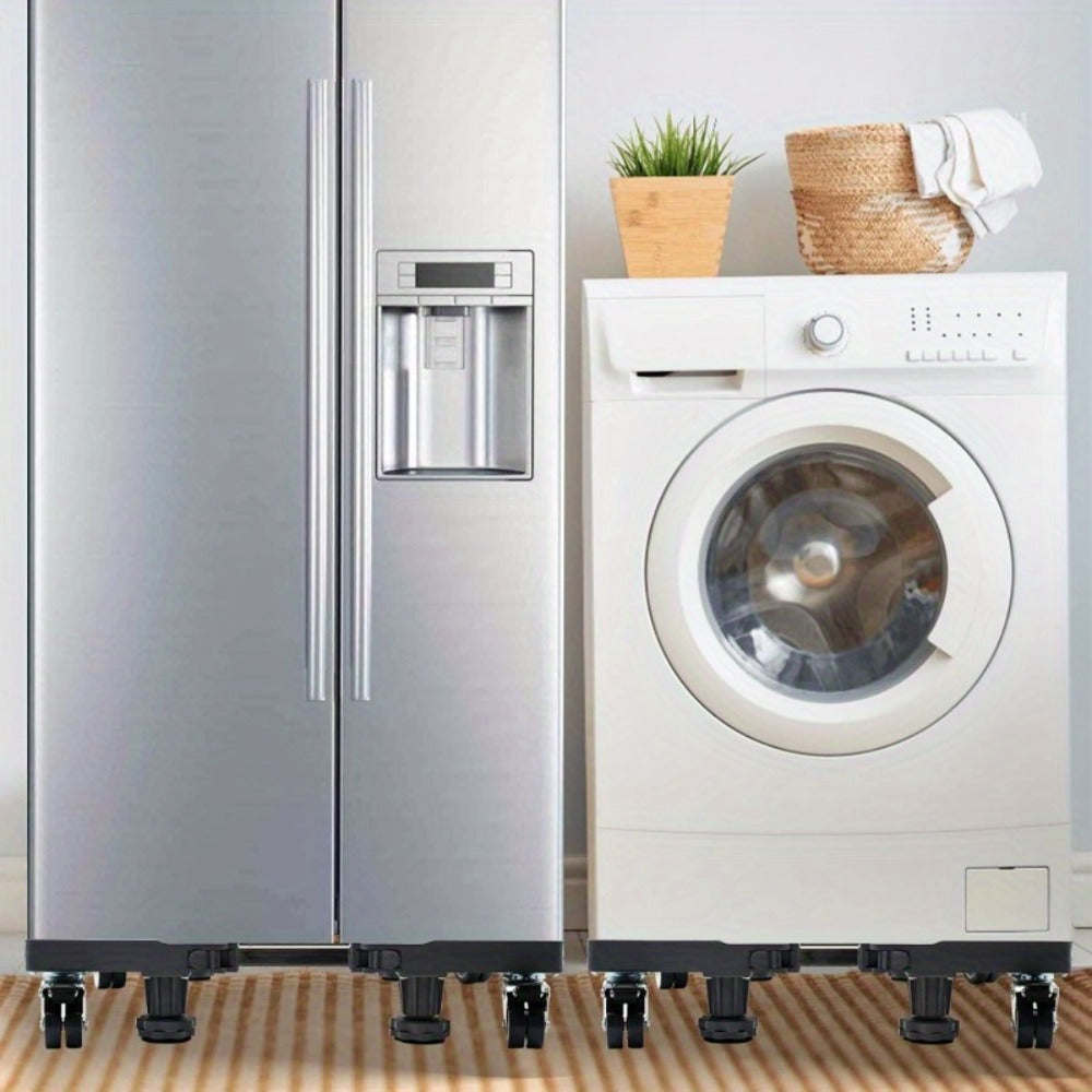 Appliance Mobile Base Stand Adjustable Double Pipe 4 Locking Wheels 4 Strong Feet Furniture Dolly for Washer Dryer Washing Machine