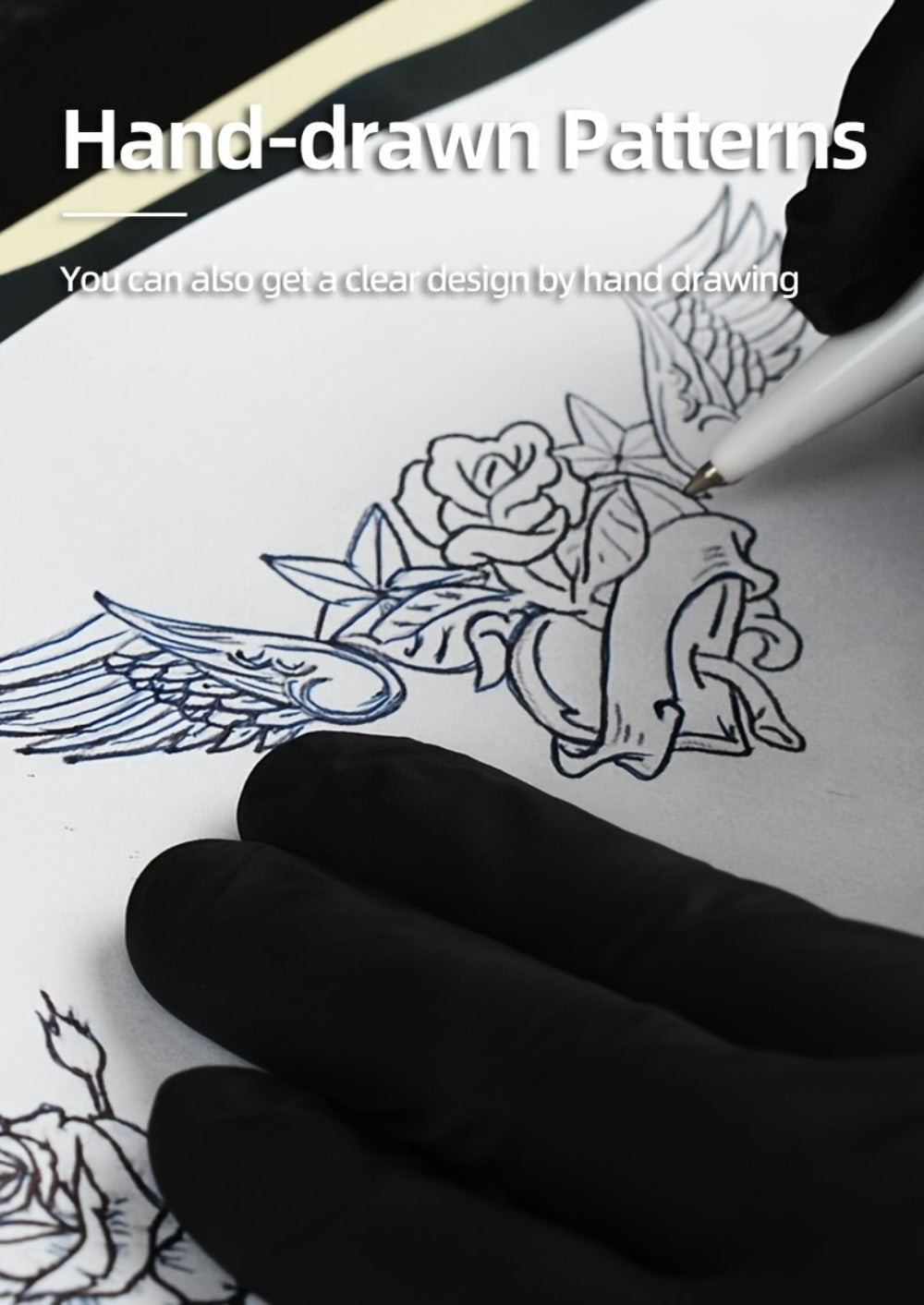 Tattoo Transfer Paper 100 Sheets 4-Layer Thermal Stencil, Sharp Precise Design Transfer, Hand Drawing &