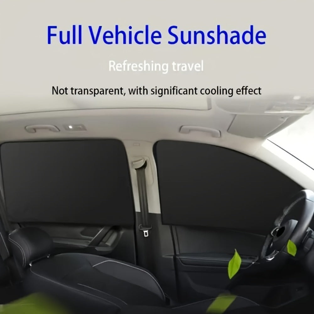 Car Sunshade Magnetic 4-Piece Set with 8 Magnets | Black Mesh UV Protection Window Blocker, Privacy Screen, Easy Install