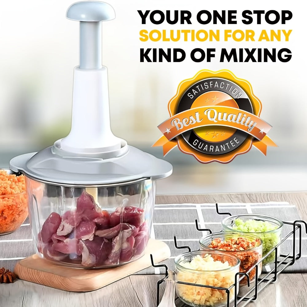 Manual Food Chopper 2L Pull Cord Vegetable Chopper Onion Mincer Garlic Press Meat Grinder for Home Cooking, Dining and Outdoor Meals