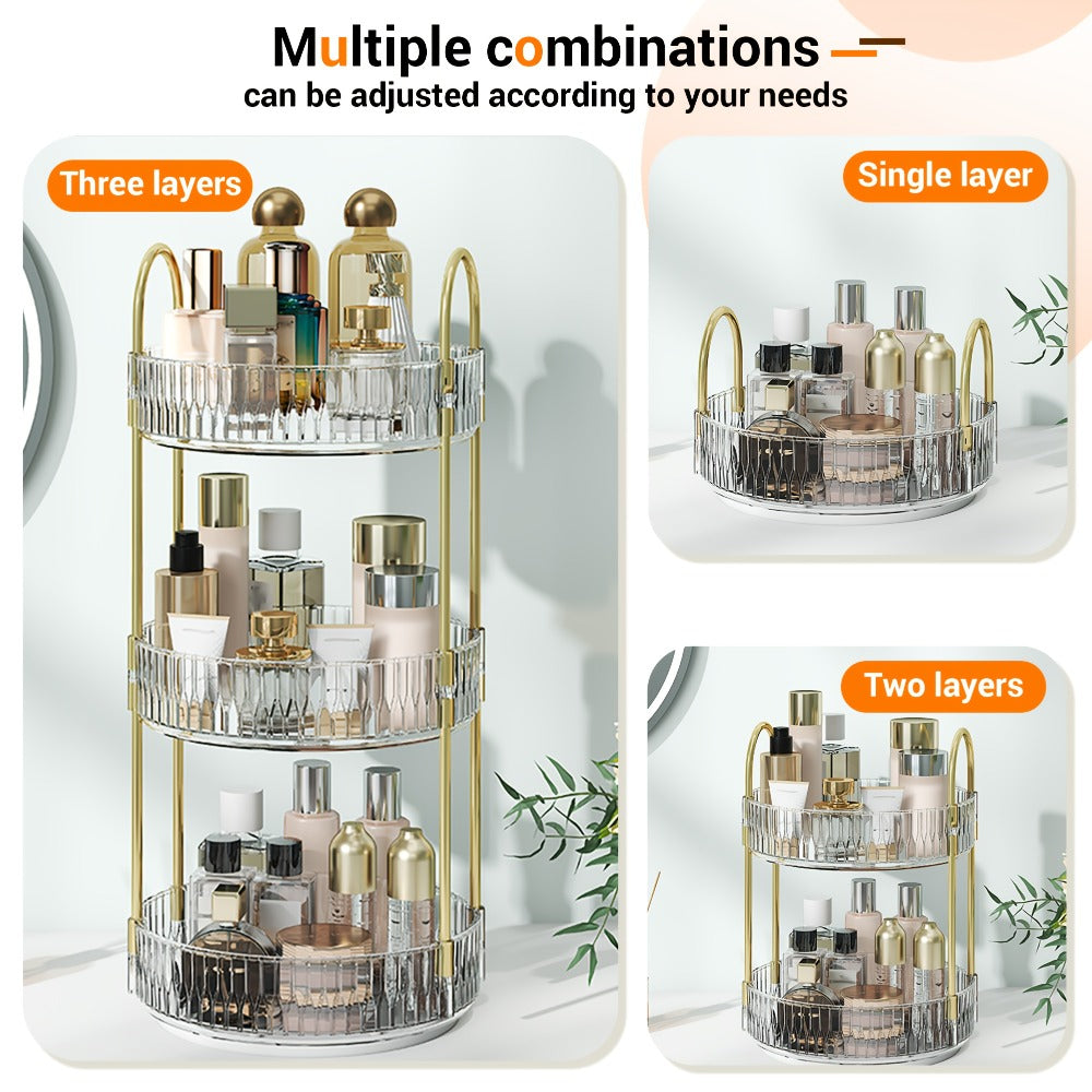 360 Rotating Makeup Organizer Skincare Storage Rack – Multi-Layer Detachable Cosmetic Organizer for Perfume, Lipstick, Skincare