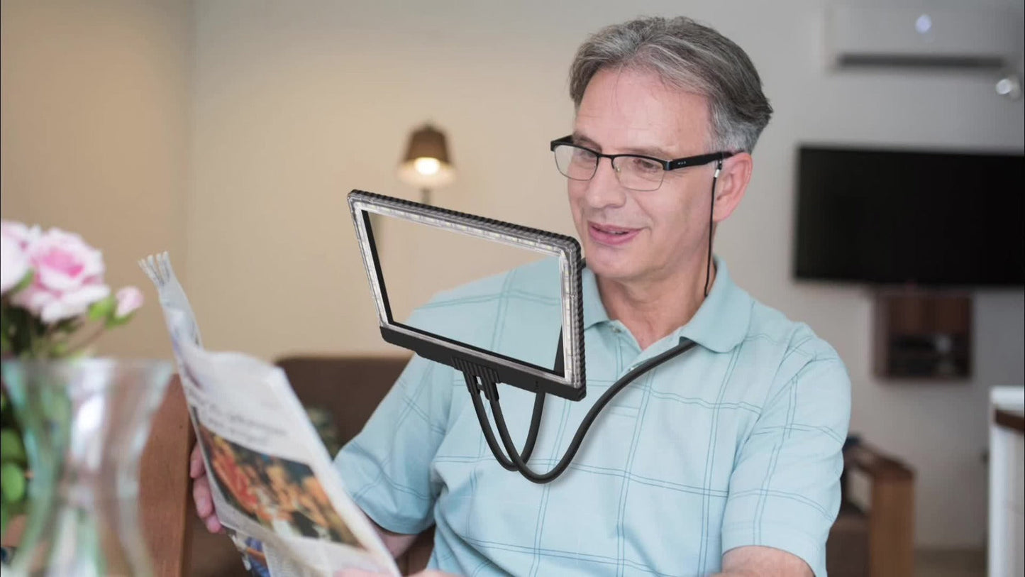 Hands Free Magnifying Glass with Light, 5X Large Page Magnifier with 43 Ultra-Bright LEDs, Flexible Gooseneck Neck Wear Magnifier
