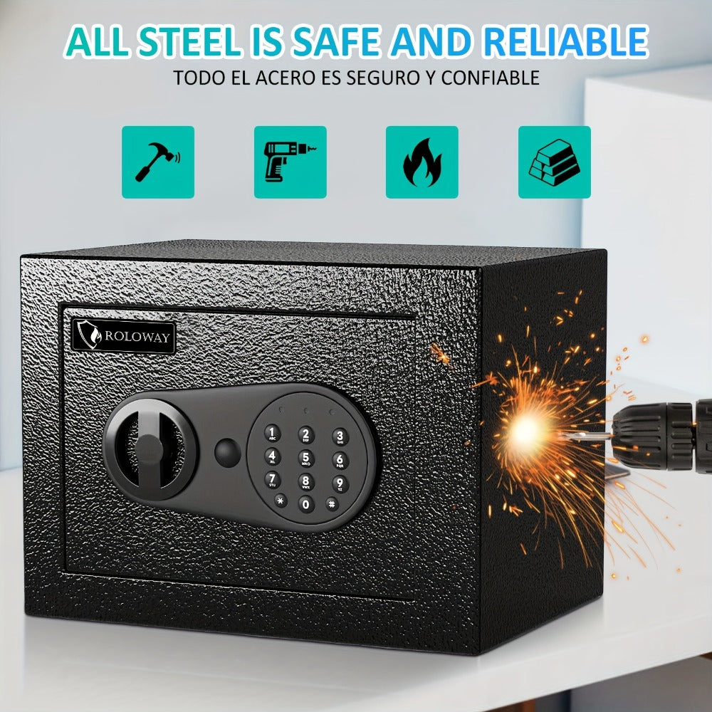 Safe Box with Keys Fireproof Bag Included Heat Resistant Secure Home Office Storage Lock Box for Entryways, Bedrooms and Living Spaces