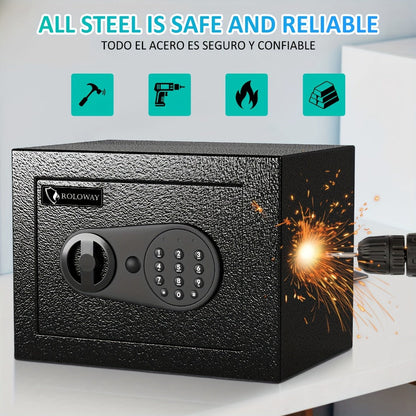 Safe Box with Keys Fireproof Bag Included Heat Resistant Secure Home Office Storage Lock Box for Entryways, Bedrooms and Living Spaces