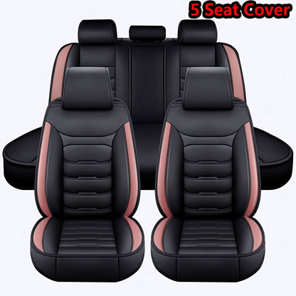 Car Seat Covers 5-Seat Faux Leather Set with Front Storage Pocket and Three Color Combinations