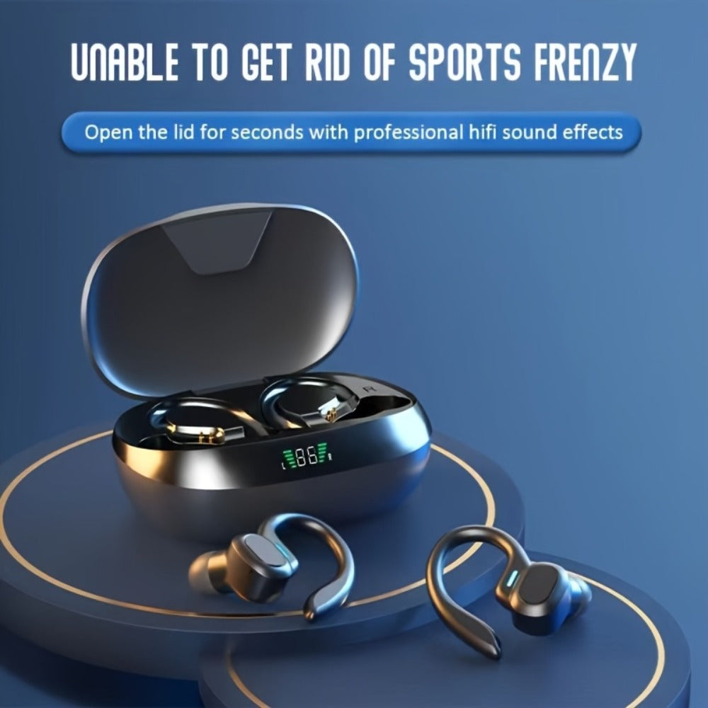 Wireless Earbuds Bluetooth 5.4 with LED Screen Case, Condenser Mic and Auto Pairing in Black