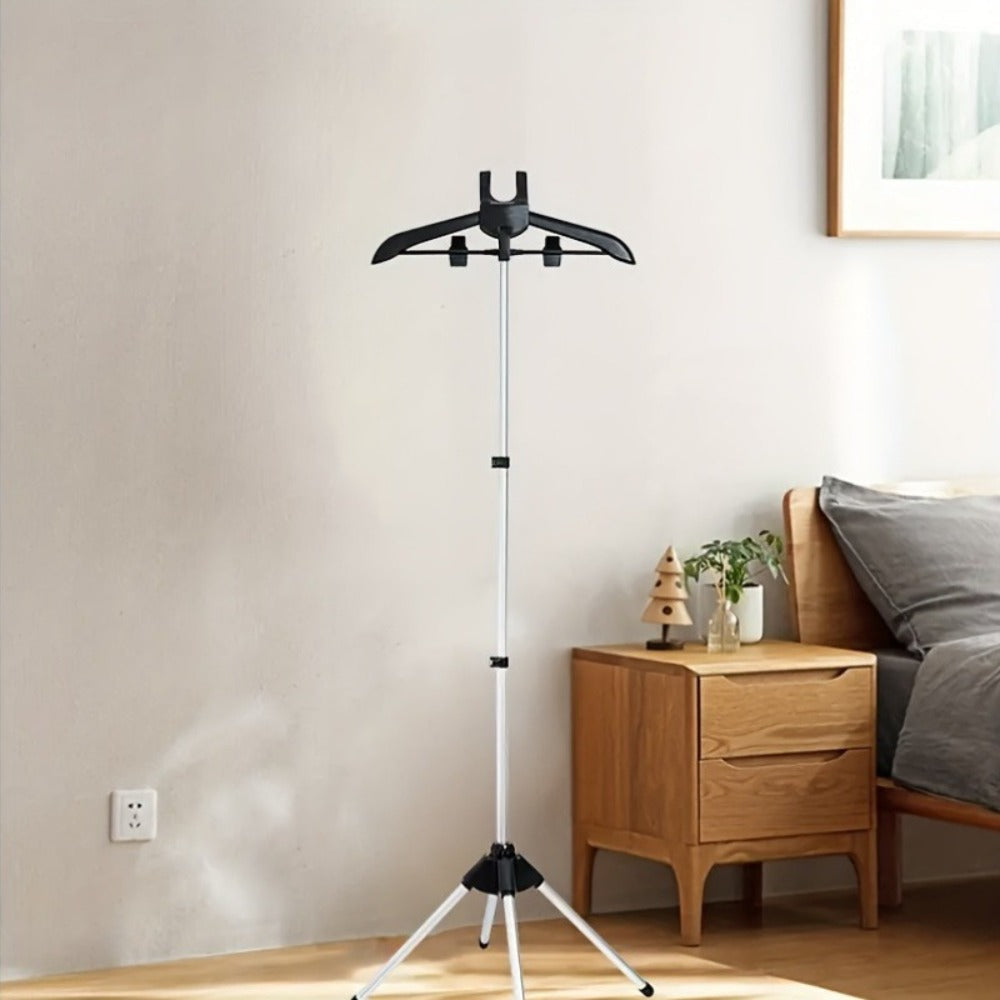 Telescopic Garment Drying Stand with Three Rotating Hanger Arms, Adjustable Height and Gray or Black Finish