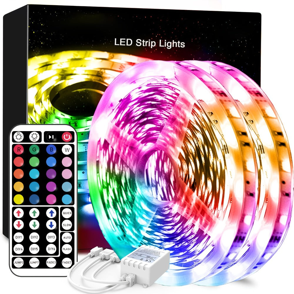 50FT or 100FT RGB LED Strip Light with 44-Key Remote, 20 Colors and Eight Modes for Room and Event Decor