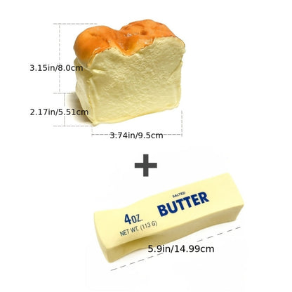 Squishy Bread and Butter Squeeze Toy Set 2pcs, Slow Rising Custard Bread Squishies with Creamy Scent