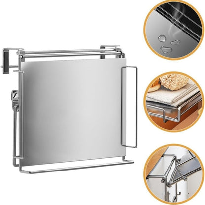 Foldable Stainless Steel Kitchen Storage Rack, Cabinet Door Organizer & Countertop Shelf for Kitchen
