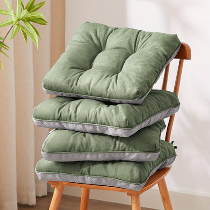 Memory Foam Chair Cushions Set of 4 – Kitchen Chair Pads with Non-Slip Backing & Ties, 500GSM Thick Seat Cushions for Dining Chairs Indoor