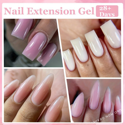 Builder Gel Nail Extension Kit – Quick Build UV LED Acrylic Gel in White Nude Pink Crystal for Nail Construction Overlay Sculpting Salon
