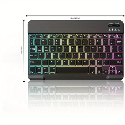 Wireless RGB Backlit Gaming Keyboard and Mouse Combo with Mouse Pad, 10-Inch Portable Keyboard Mouse Set for PC iOS Android Tablets