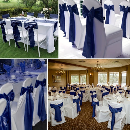 100pcs Satin Chair Sashes Bows for Wedding Banquet Party Event Decoration, 13 Colors, 18×275cm