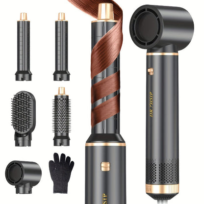 5-in-1 Hot Air Brush Negative Ion Hair Styler Blow Dryer Curler Straightener Volumizer, for Home, Travel and Salon Hair Styling