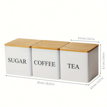 Black & White Ceramic Storage Jars Set of 3 – Airtight Kitchen Canisters for Coffee Beans, Tea, Sugar & Spices