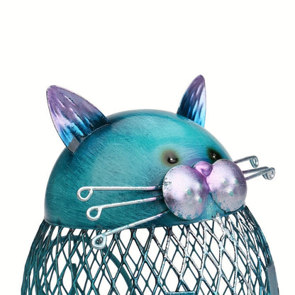 Ceramic Cat Piggy Bank with Removable Bottom Lid – Cute Kitten Coin Bank Figurine for Kids & Adults, Cat Lover Gift