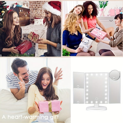 Trifold LED Vanity Mirror with 1X 2X 3X 10X Magnification Touch Screen Adjustable Brightness, for Makeup, Travel and Everyday Vanity Use