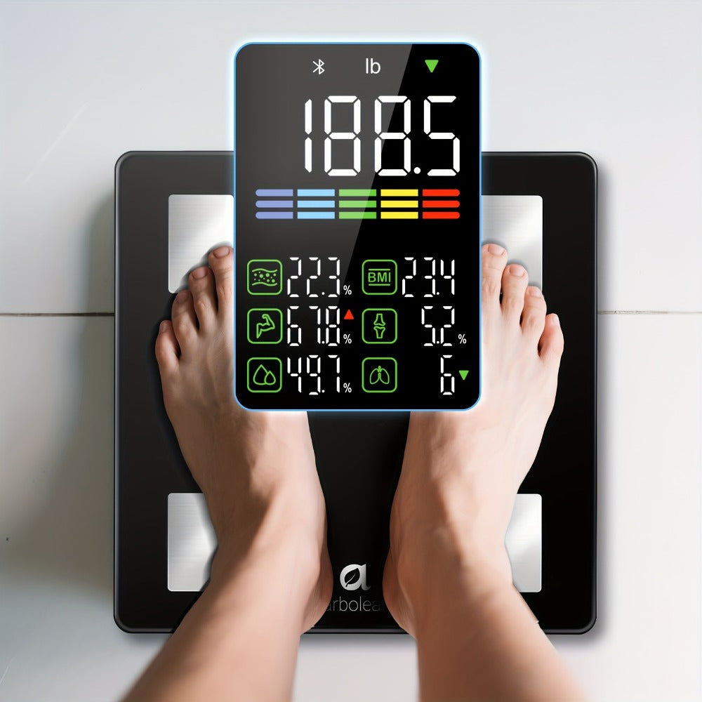 Smart Body Scale 14-in-1, Body Fat Scale with BMI, Mass & 14 Health Metrics, Wireless Bluetooth App Sync