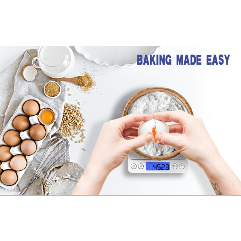 Digital Kitchen Scale Pocket Food Scale 3000g x 0.1g Accuracy, 6 Unit Modes LCD Display Tare Function