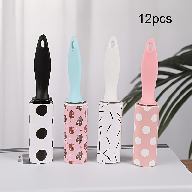Lint Roller Pet Hair Remover Mini Portable 12 Pack Travel Size No Power Required for Clothing Furniture Car Seats Couch Reusable Clothes