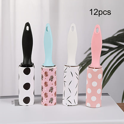 Lint Roller Pet Hair Remover Mini Portable 12 Pack Travel Size No Power Required for Clothing Furniture Car Seats Couch Reusable Clothes