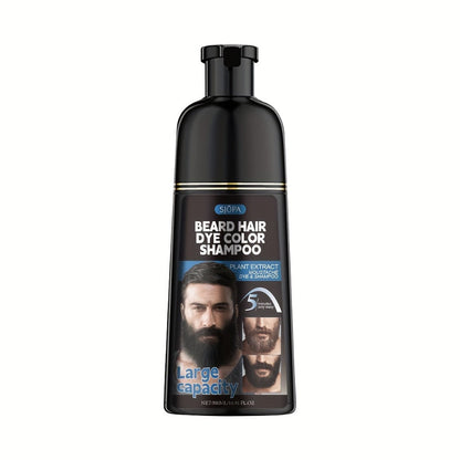 Men's Black Beard Dye 3-in-1 Hair & Beard Color Kit - Fast Blackening in 10-15 Minutes, Nourishing Skin-Safe Formula