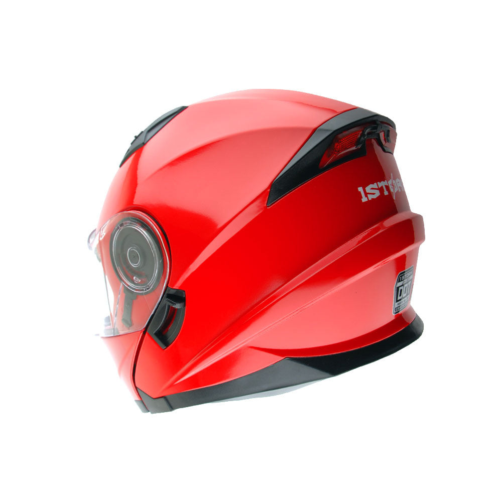 Motorcycle Helmet Modular Flip-Up Design with Dual Visors, Optional Three-Mode LED Tail Light and S-XL Sizes