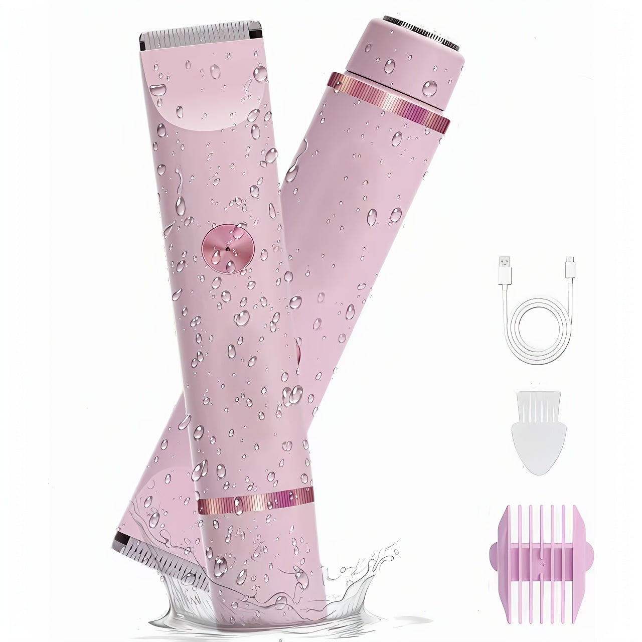Women's Hair Trimmer 2-in-1 Bikini Trimmer & Electric Shaver - USB Rechargeable Dual Head Design