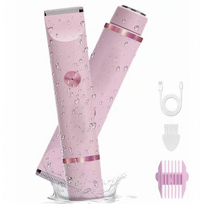 Women's Hair Trimmer 2-in-1 Bikini Trimmer & Electric Shaver - USB Rechargeable Dual Head Design