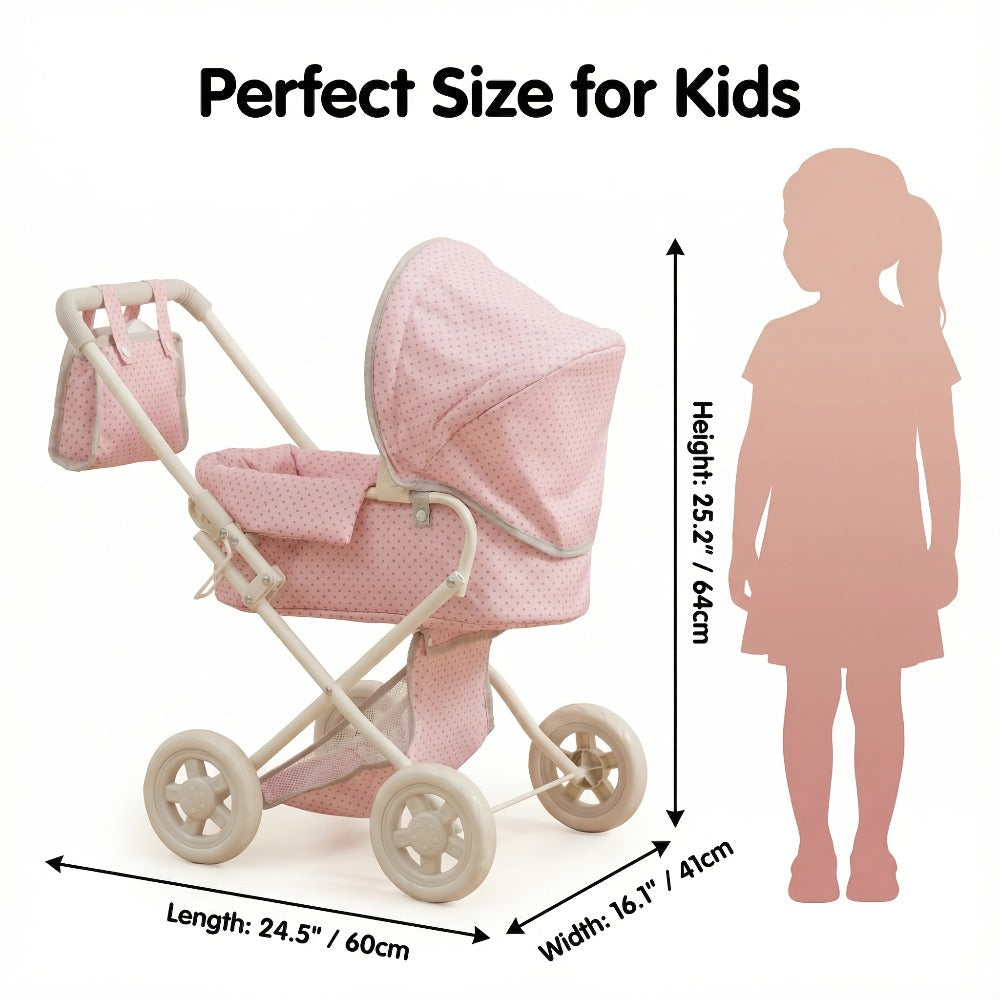 3-in-1 Baby Doll Stroller Set Pink Foldable Pram with Bassinet & Carry Bag with the Listed Color, Size or Set Options for Everyday Use
