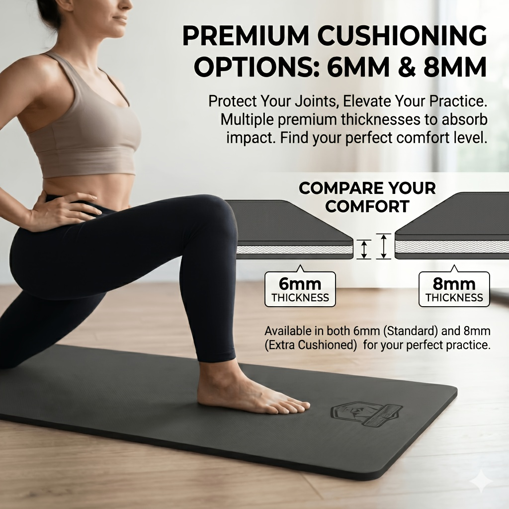 Extra Large Yoga Mat 6mm Thick – Non-Slip TPE Dual-Side Exercise Mat with Carry Bag for Yoga, Pilates, Stretching & Home Workouts