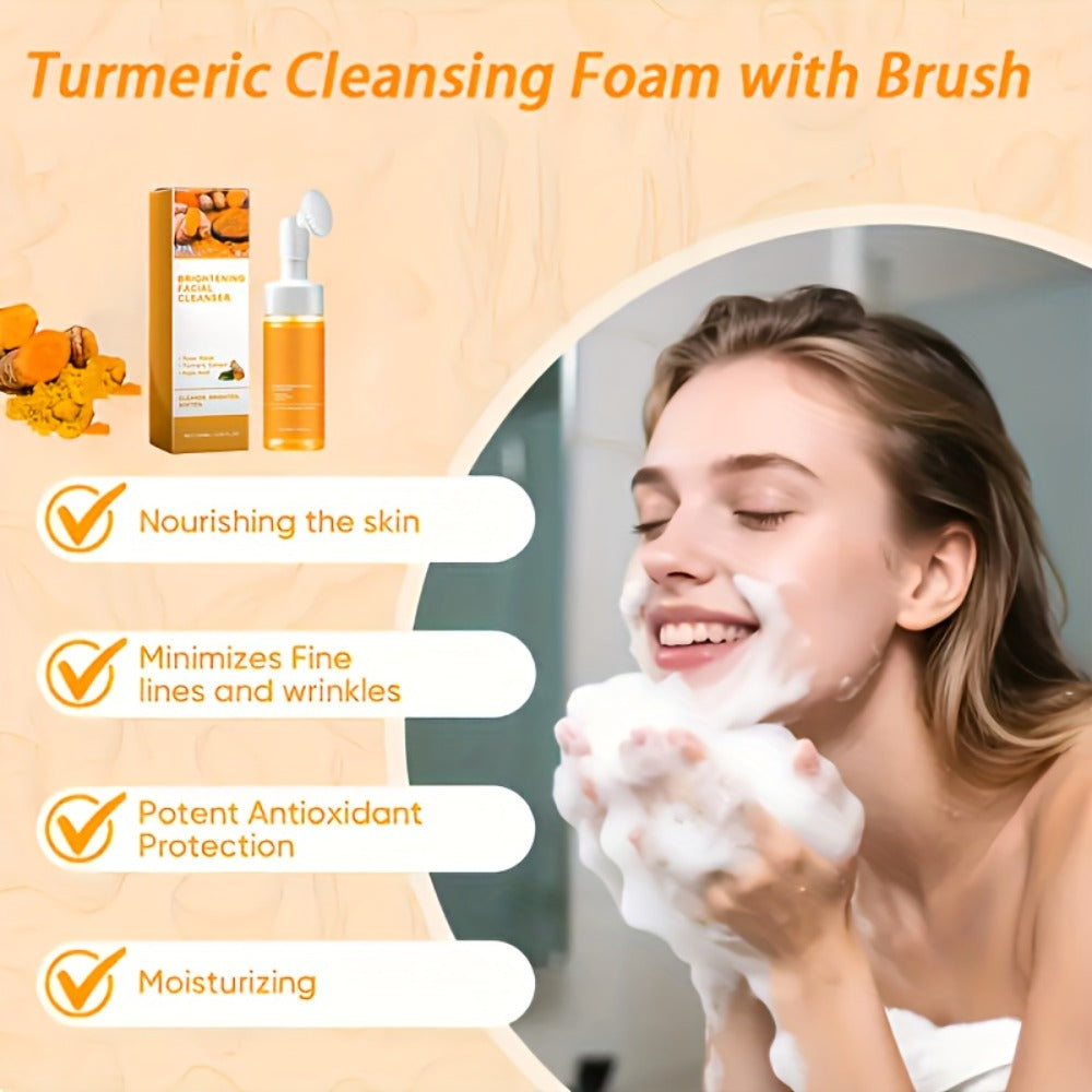 Turmeric Kojic Acid Facial Cleanser 2pcs Set – Deep Cleansing Oil Control Pore Refining Brightening Face Wash for Women Men