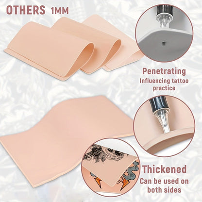 Tattoo Practice Skin Kit, Double-Sided Silicone Training Skin with Transfer Papers for Microneedling