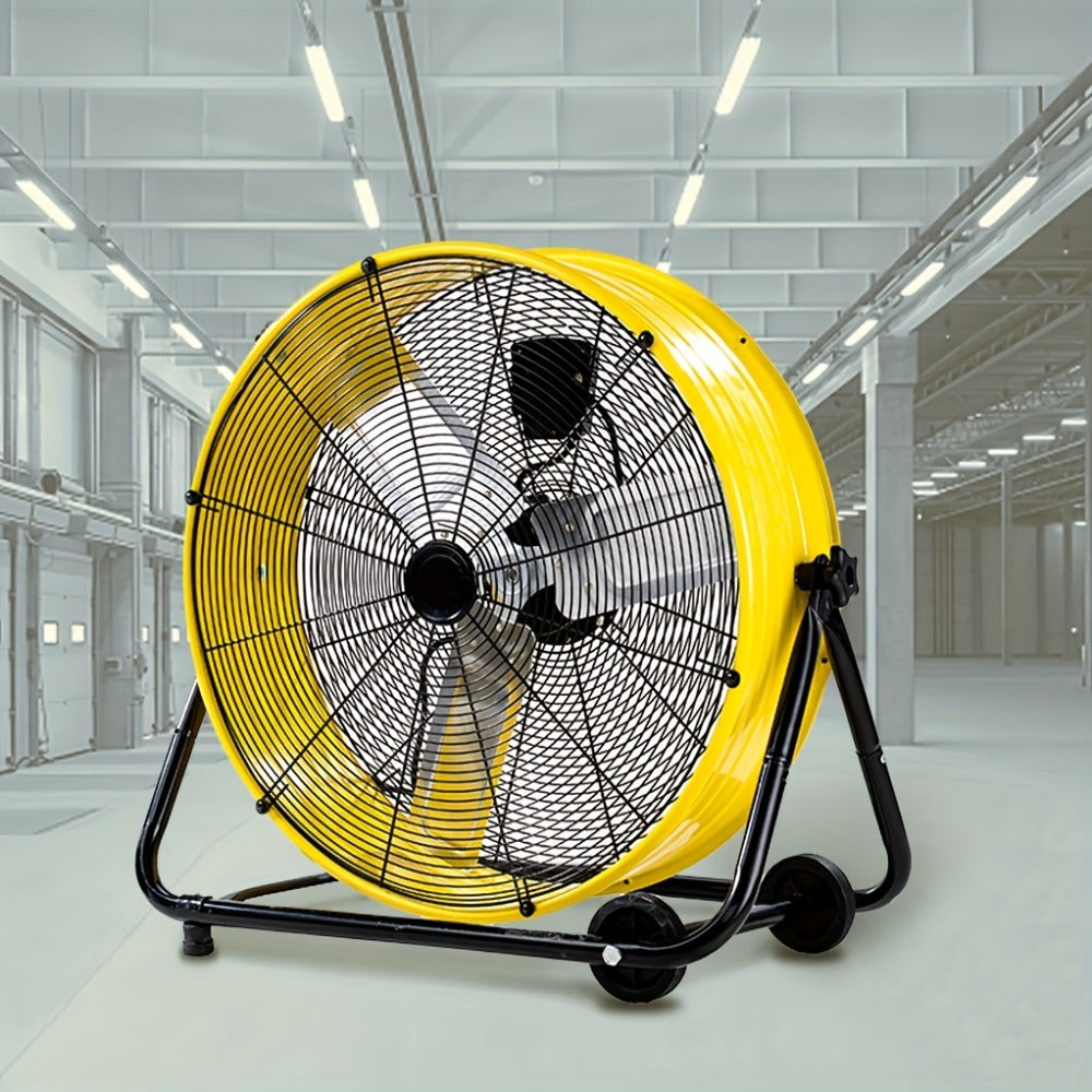 Industrial Floor Fan 24 Inch 9000 CFM Drum Fan 3-Speed 360 Degree Tilt with Casters for Entryways, Bedrooms and Living Spaces