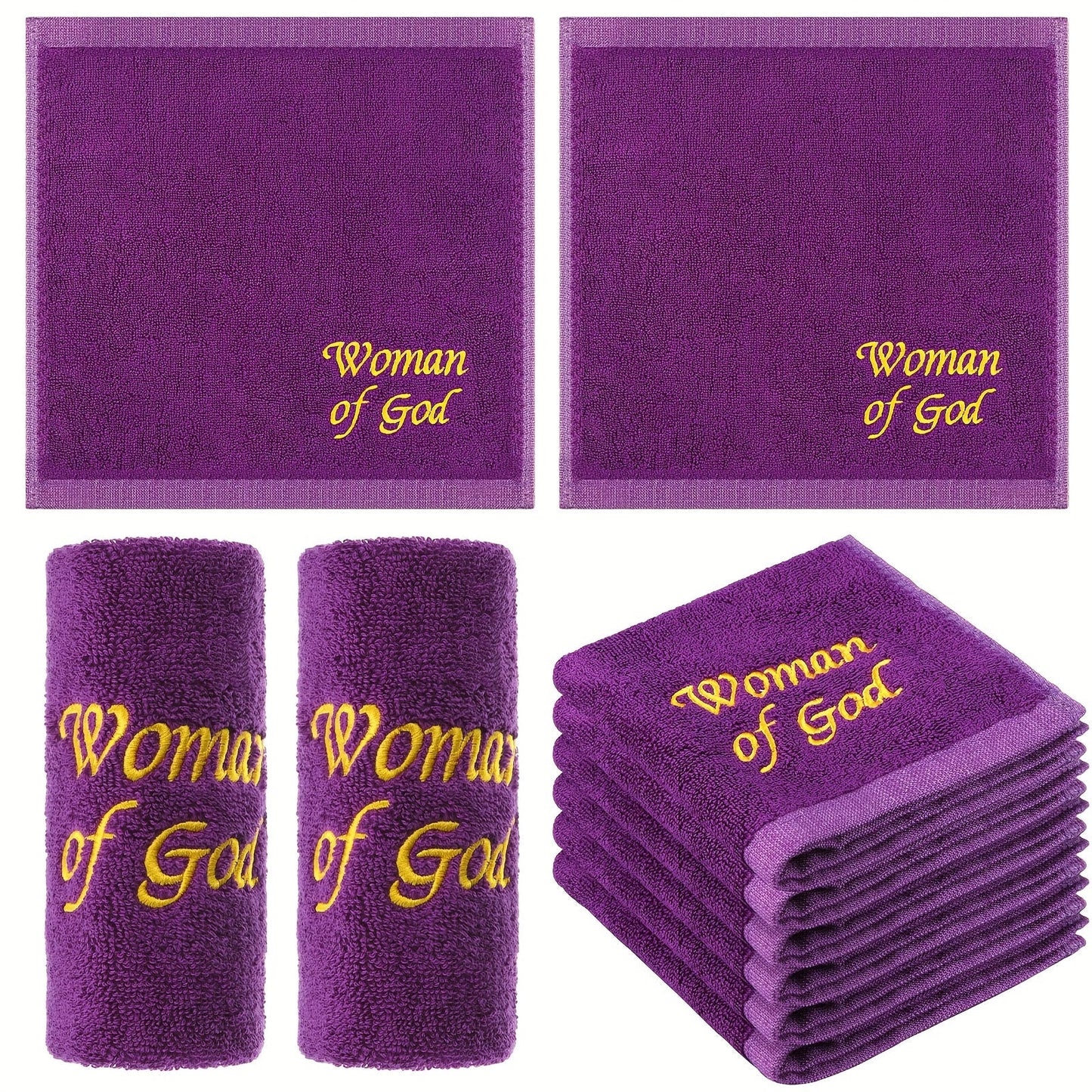Church Handkerchiefs 6 Pack Pastor Towels Clergy Hand Towels Woman of God Woven Oblong Wash Cloths Religious Gift for Men Women Purple Solid