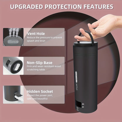 Travel Electric Kettle Mini Portable 304 Stainless Steel 4 Temperature Settings Auto Shut-Off Boil-Dry Protection BPA-Free Water Boiler