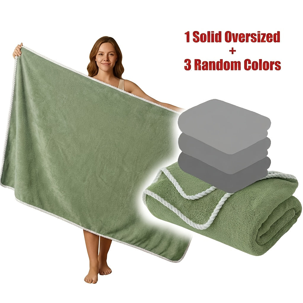 Bath Towels Set 4 Piece 300GSM Soft Towels in Orange, Green, Blue, Purple or Pink for Home and Guest Use