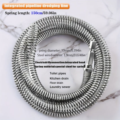 Drain Snake Pipe Unclogger 59 Inch Flexible Hair Clog Remover Tool for Sink, Toilet & Bathroom Drain