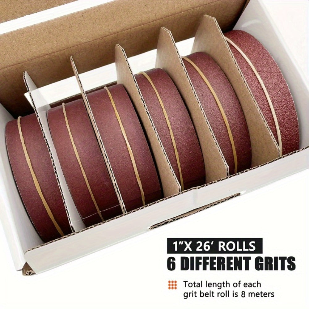 Sandpaper Roll with Dispenser, Aluminum Oxide Multi-Grit Emery Cloth 80-600, 4/5/6 Piece Set, 236 Inch for Wood Metal Glass Woodworking