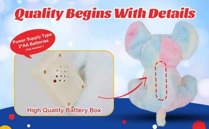Plush Toy Rainbow Elephant 12-Inch Light-Up Design with Optional Music for Colorful Room Display