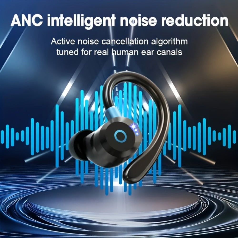 Wireless Earbuds Stereo In-Ear with LED Display Case, Touch Controls and Black, Blue or White Options