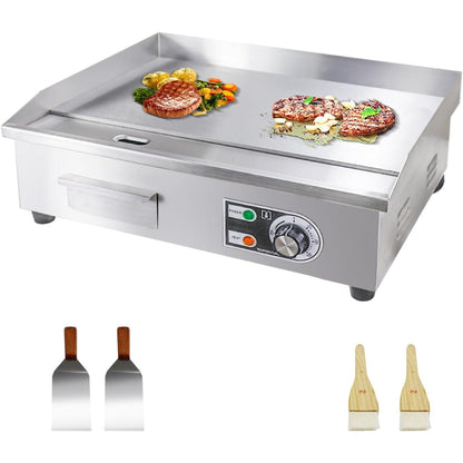 Electric Flat Top Grill 14"/22", Commercial Teppanyaki Griddle, Non-Stick Cast Iron Cooking Surface