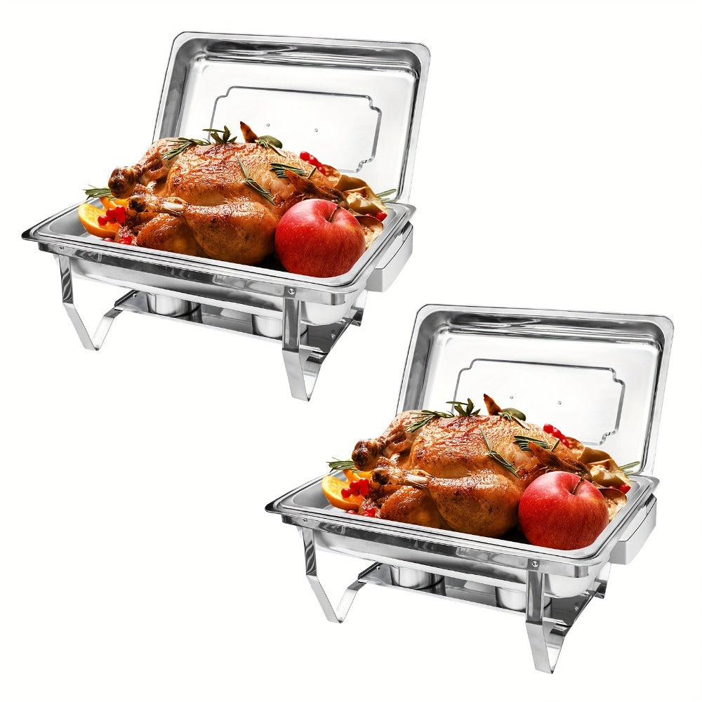 Chafing Dishes Buffet Set 9QT Stainless Steel Food Warmer Trays for Parties Hotel Christmas – 1/2/4/6/8 Pack