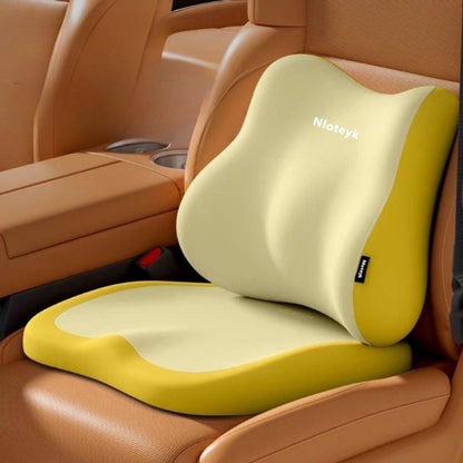 Car Seat Cushion Set 2-Piece – Memory Foam Elevated Driving Cushion with Lumbar Support & Neck Pillow, Height Booster for Car & Home Chair