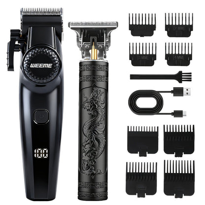 Hair Clipper WEEME Dragon and Phoenix Two-Tool Set with USB-C Charging, Four Guide Combs and Three Finishes